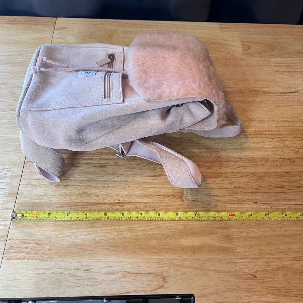 UGG Australia Pink Suede Shearling Fur Mini Backpack Drawstring‎ Bag